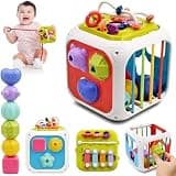 Cable World Montessori 7 in 1 Baby Sensory Toy for Kids - Educational Learning Shape Sorter, Activity Stacking, Interactive Fine Motor Skill Development - Multicolor